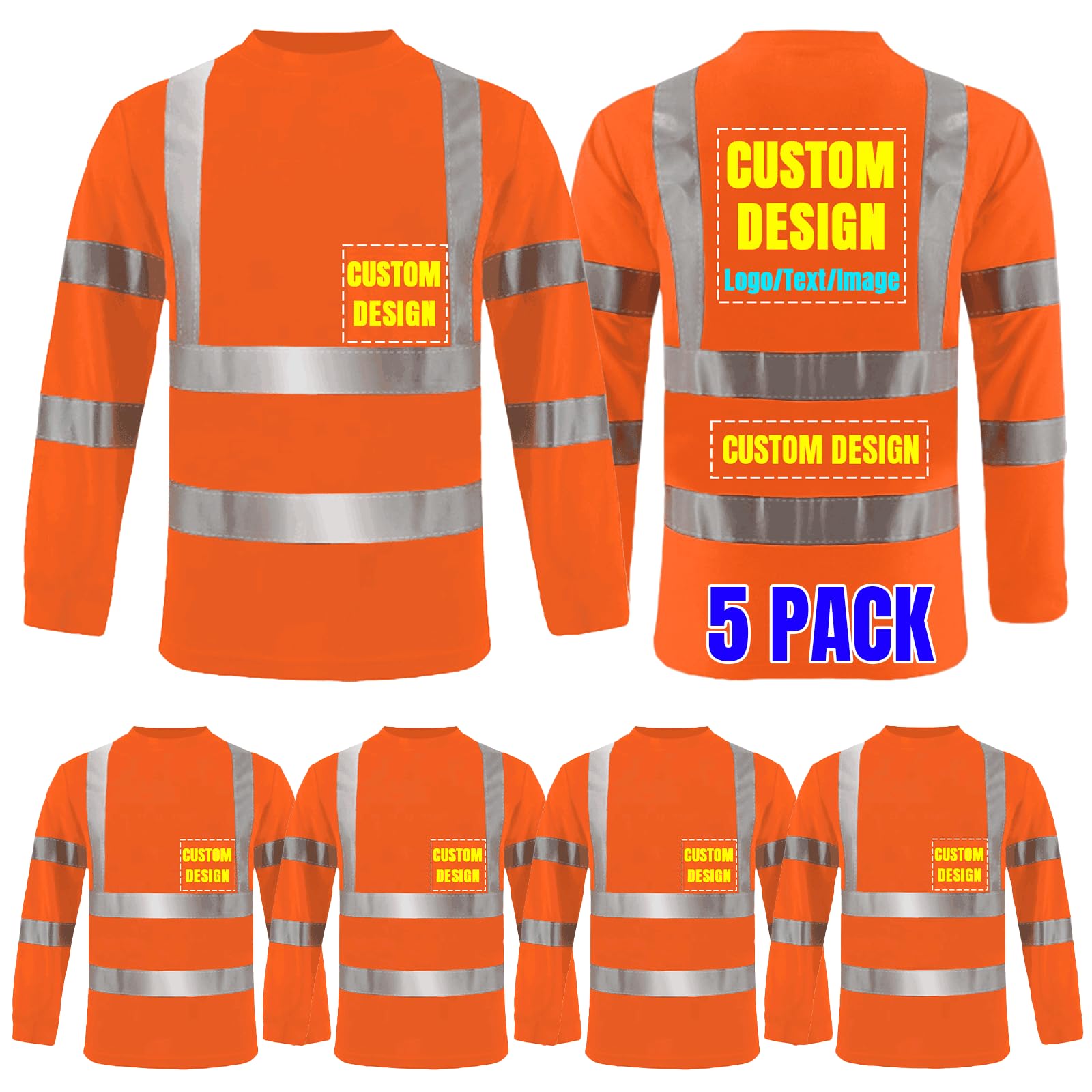 BeautyWill Custom Logo High Visibility Safety Shirts ANSI Class 3 Standard Personalized Reflective Shirts