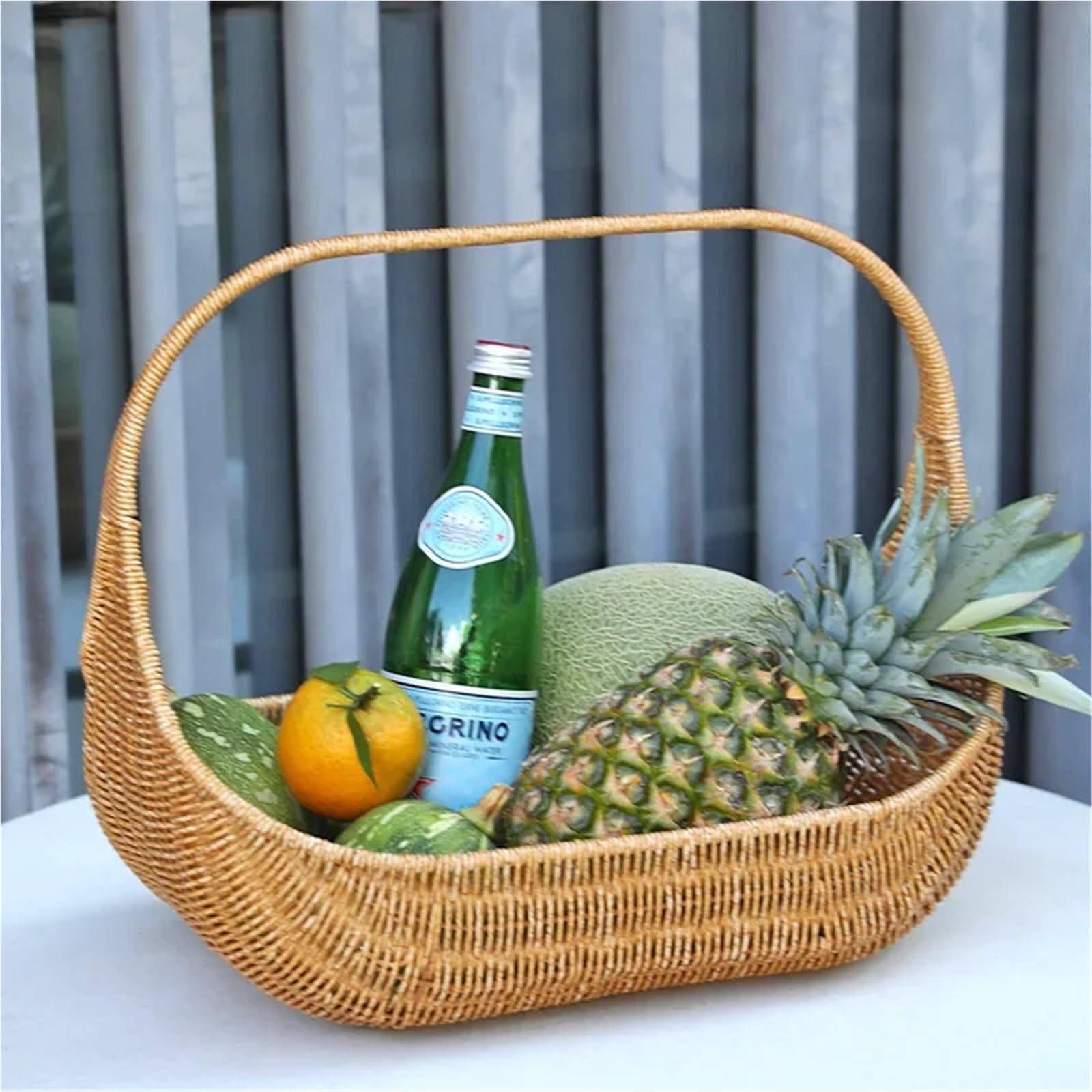 Eierkörbe Weiden-Picknickkorb mit Griff, Oben offen, Garten, Erntekorb, Obst, Gemüse, Süßigkeiten(Style01)