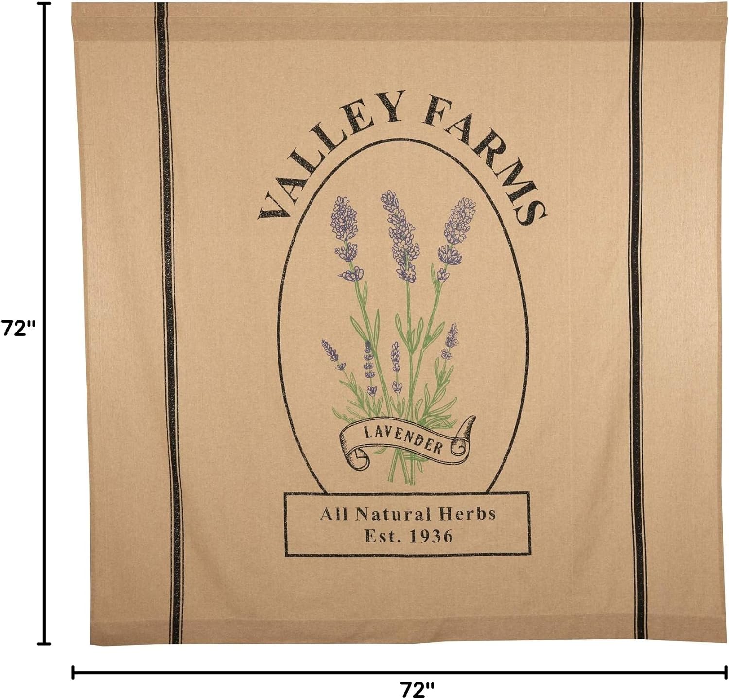 Valley Farms Lavender Country Farmhouse Shower Curtain 72x72