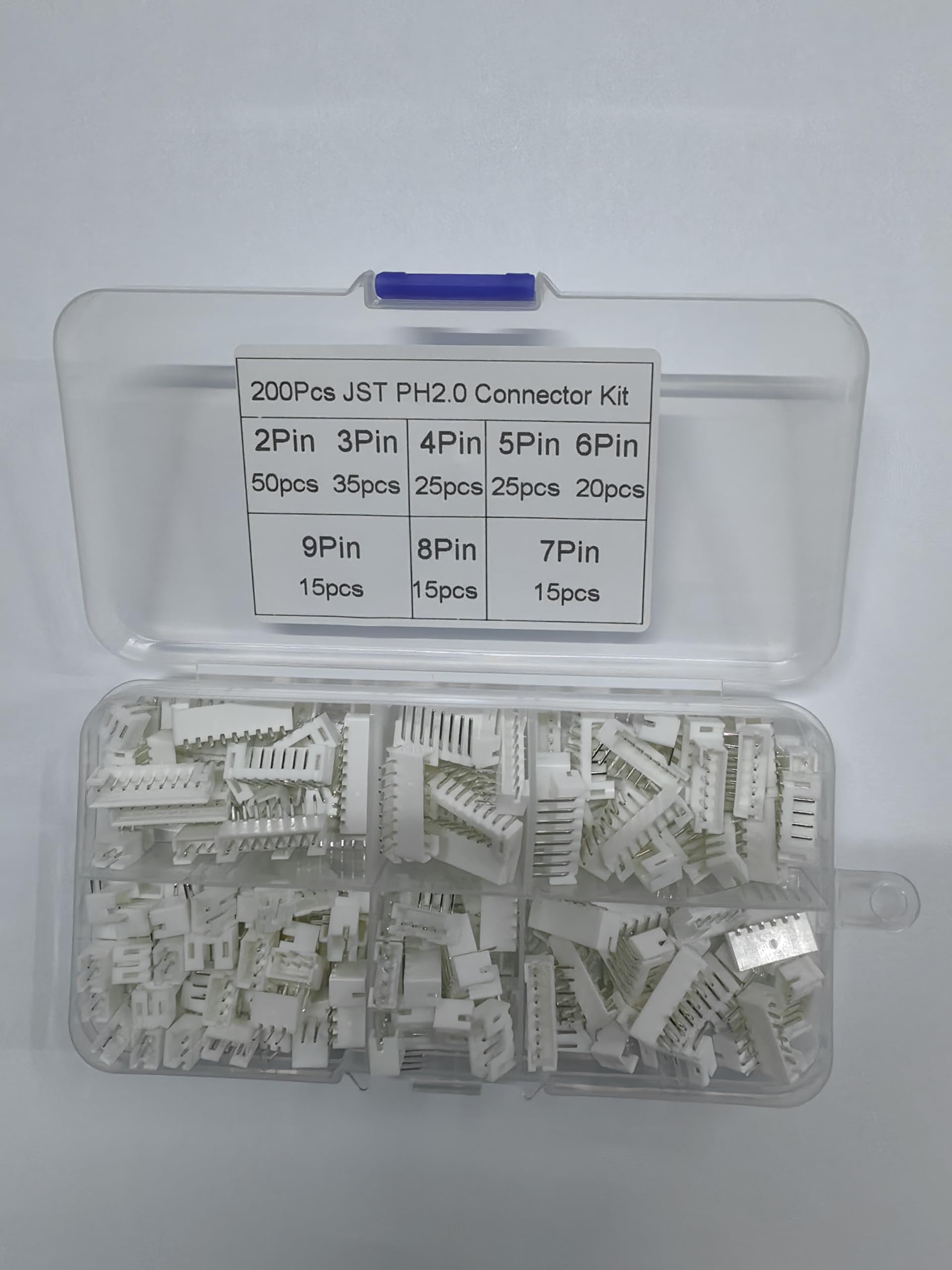 GTIWUNG 200 sztuk JST-PH 2,0 mm zestaw gniazd, adapter o rozstawie 2,0 mm z zaciskiem pin do krympowania JST 2/3/4/5/6 Pin Typ wejścia bocznego, prostopadły łącznik