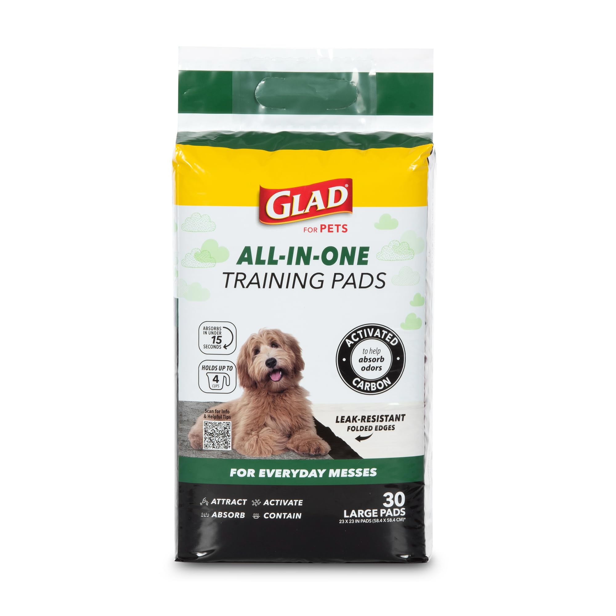 Glad for Pets Black Charcoal Puppy Pads | Puppy Potty Training Pads That ABSORB & NEUTRALIZE Urine Instantly | New & Improved Quality Dog Training Pads, 30 count