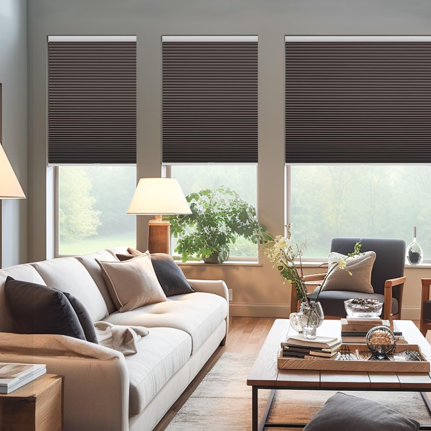 Changshade Cordless Cellular Shades, Blackout Honeycomb Shades for Windows, Pull Down Pleated Blinds, Easy to Install for Indoor Windows and French Doors,31.5" W x 72" H, Taupe Blackout Taupe 31.5"W x 72"H