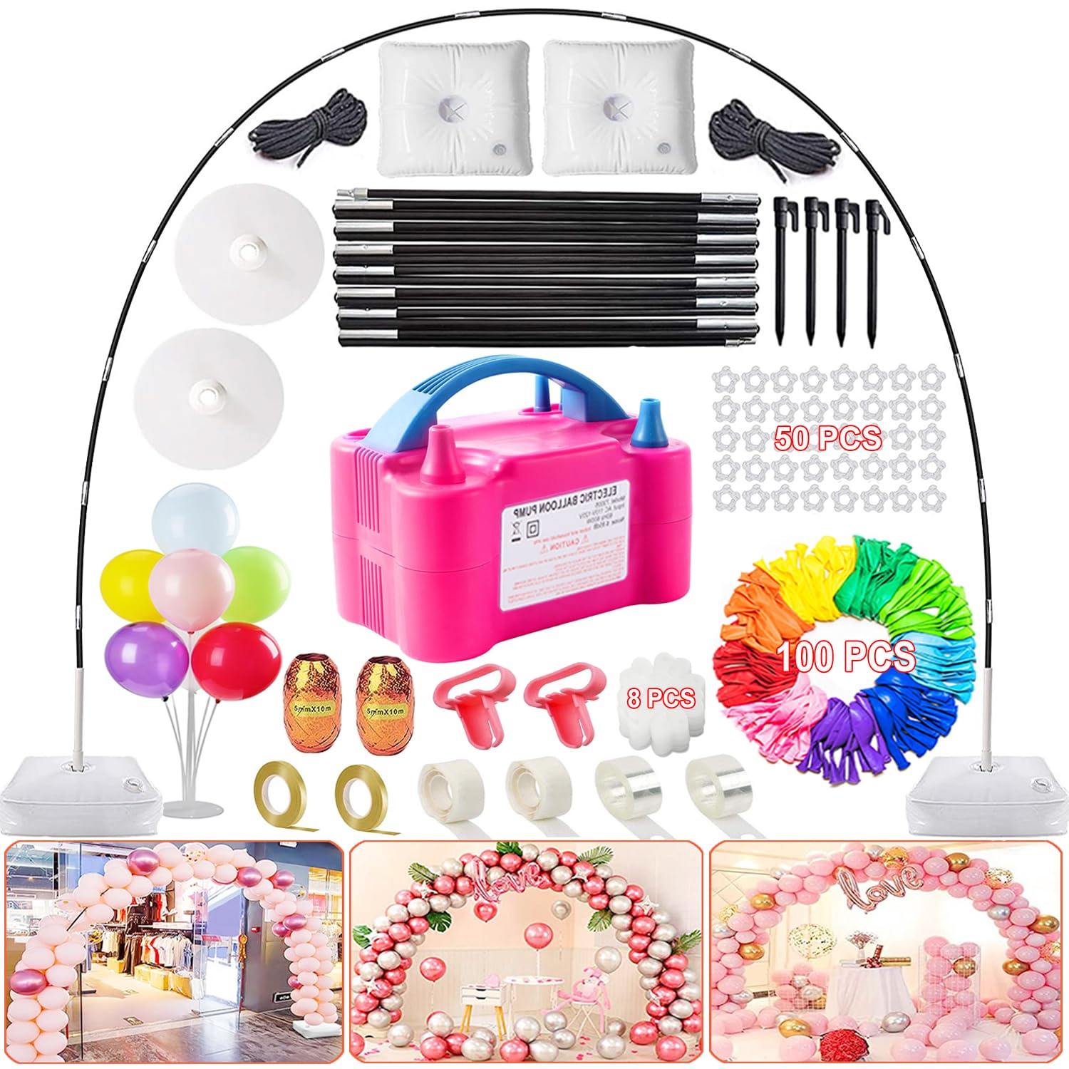 Photo 1 of ***ONLY BALLOON PUMP**** Balloon Arch Kit and Balloon Pump, 9Ft Tall & 10Ft Wide Adjustable Balloon Arch Stand Kit with Electric Pump, Balloons and Accessories for Birthday, Wedding, Graduation Party Decoration