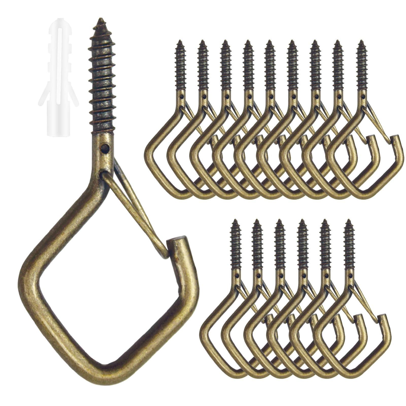 Viweolm 15 Pcs Bronze Eye Hooks Screw Heavy Duty,Ceiling Hooks for Hanging Plants,String Lights,Cup,Wind Chime,Bird Feeders. Plant Hanger Indoor&Outdoor
