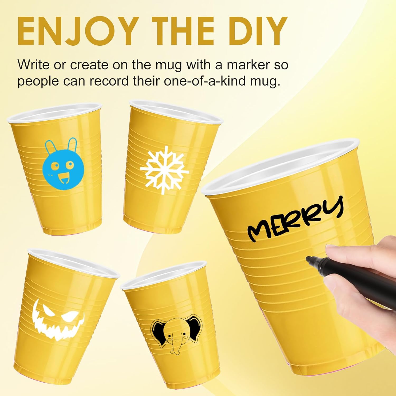 120 pcs 16 oz Yellow plastic cups Thanksgiving plastic Disposable cups Yellow Party Cups for drinking Tastings served Snacks Barbecues Picnics - Image 7