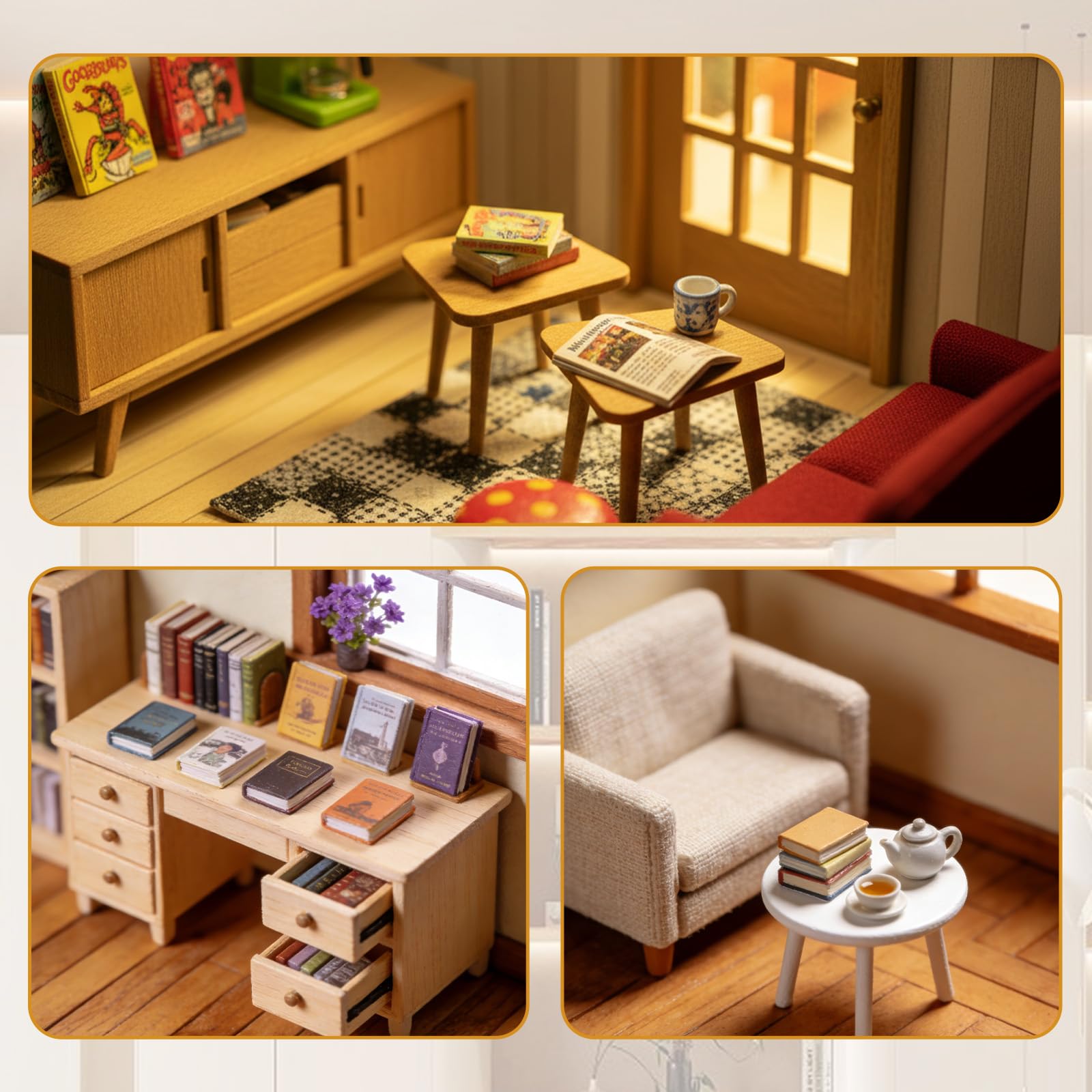 200 Stück Miniatur Bücher Puppenhaus Buch Zubehör Mini Books Detailgetreue Realistische Miniaturbücher Dekoration Für Diy Bastelarbeiten Arbeitszimmer Bücherregal Bibliothek - 5