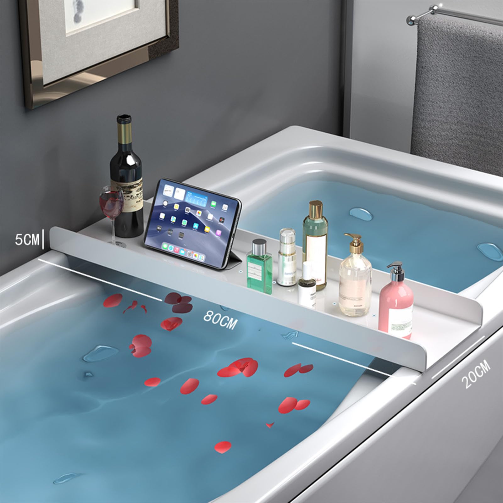Bandeja Transparente para Carrito de bañera, Mesa con Estante para Bandeja de bañera, Organizador de Ducha de baño de Lujo, acrílico para el baño del hogar, ondulación Transparente