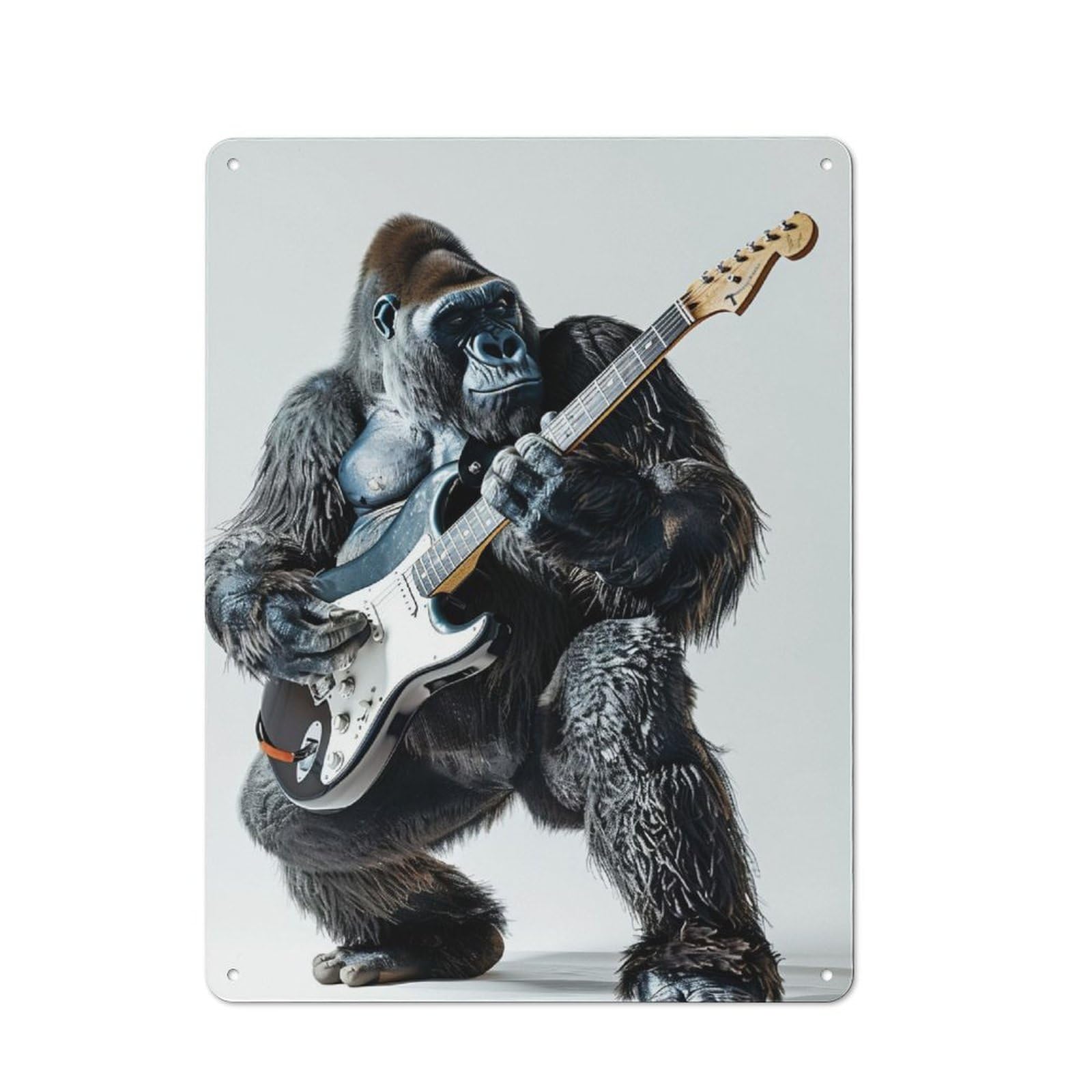 Junmoney Gorilla Guitar Tin Sign 40X30cm With For Workshop Wall, Vintage Decor, For Metal Sign Collectors, For Garage And Workshop Walls