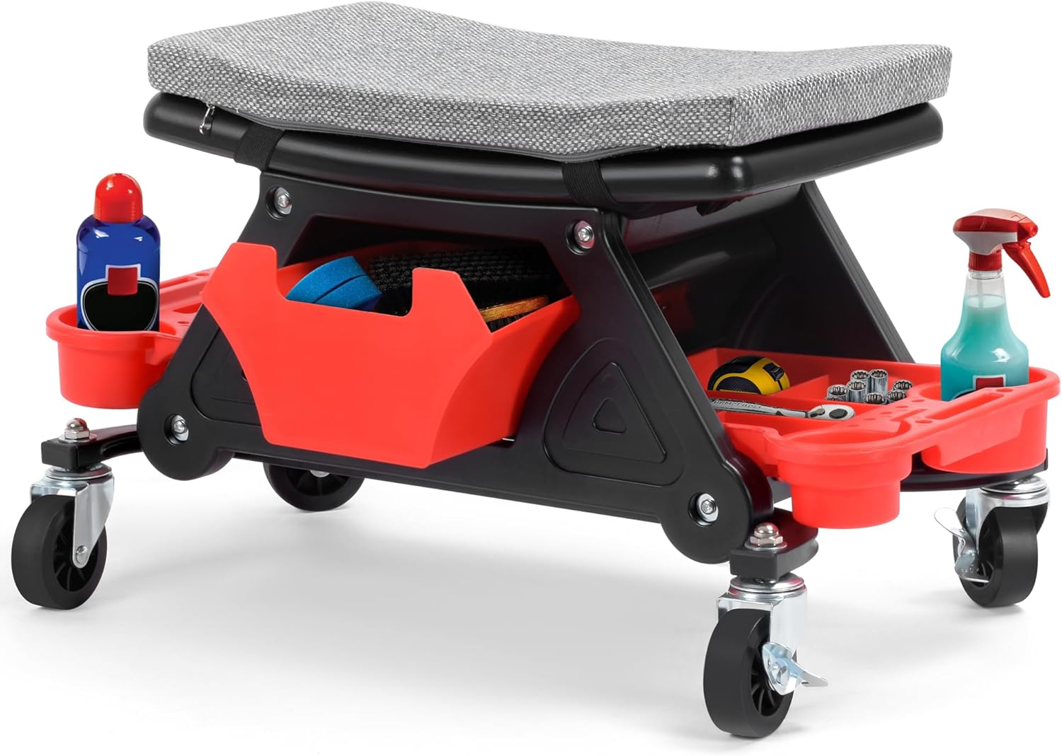 DWVO Mechanic Stool, 300 LBS Garage Stool on Wheels, Heavy Duty Rolling Mechanics Seat, Rolling Stools Seat with Wheels for Automotive Auto Repair, Shop