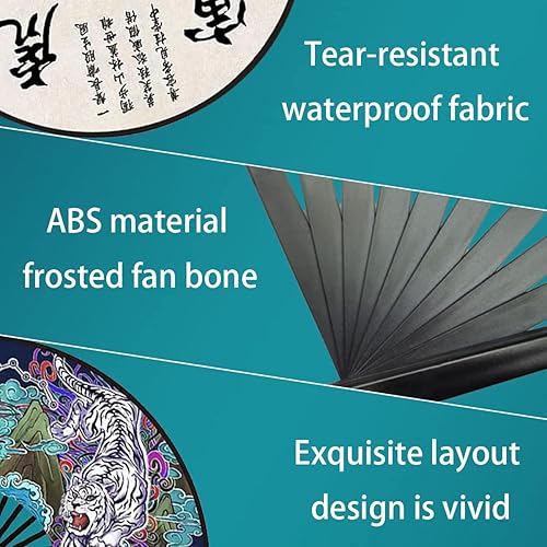 Miniatura 4 de Adorinno Zodiac - Ventilador plegable de mano estilo chino japonés para hombres y mujeres con cultura oriental, para exteriores, festivales de