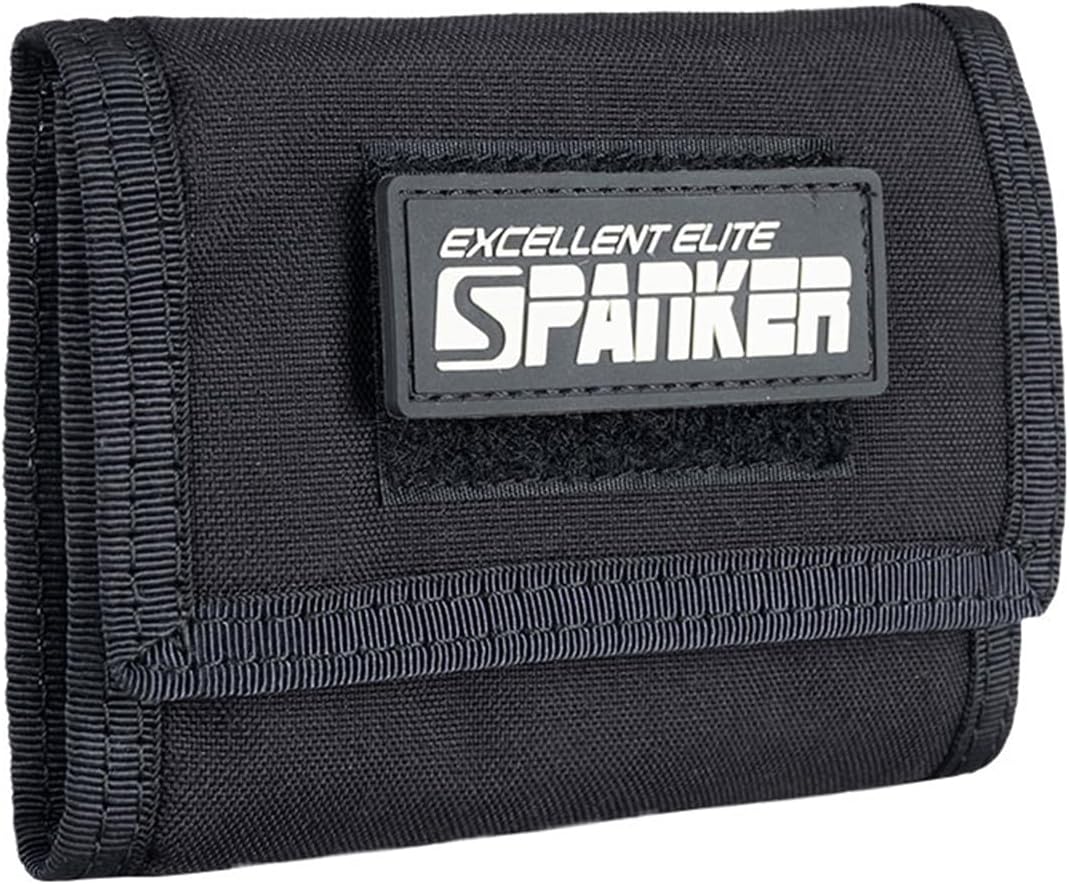 EXCELLENT ELITE SPANKER Nylon ID Card Front Pocket Wallet Cases Holder Coin Purse Organizer Bag with Zipper Pockets for Travel Casual(Black)