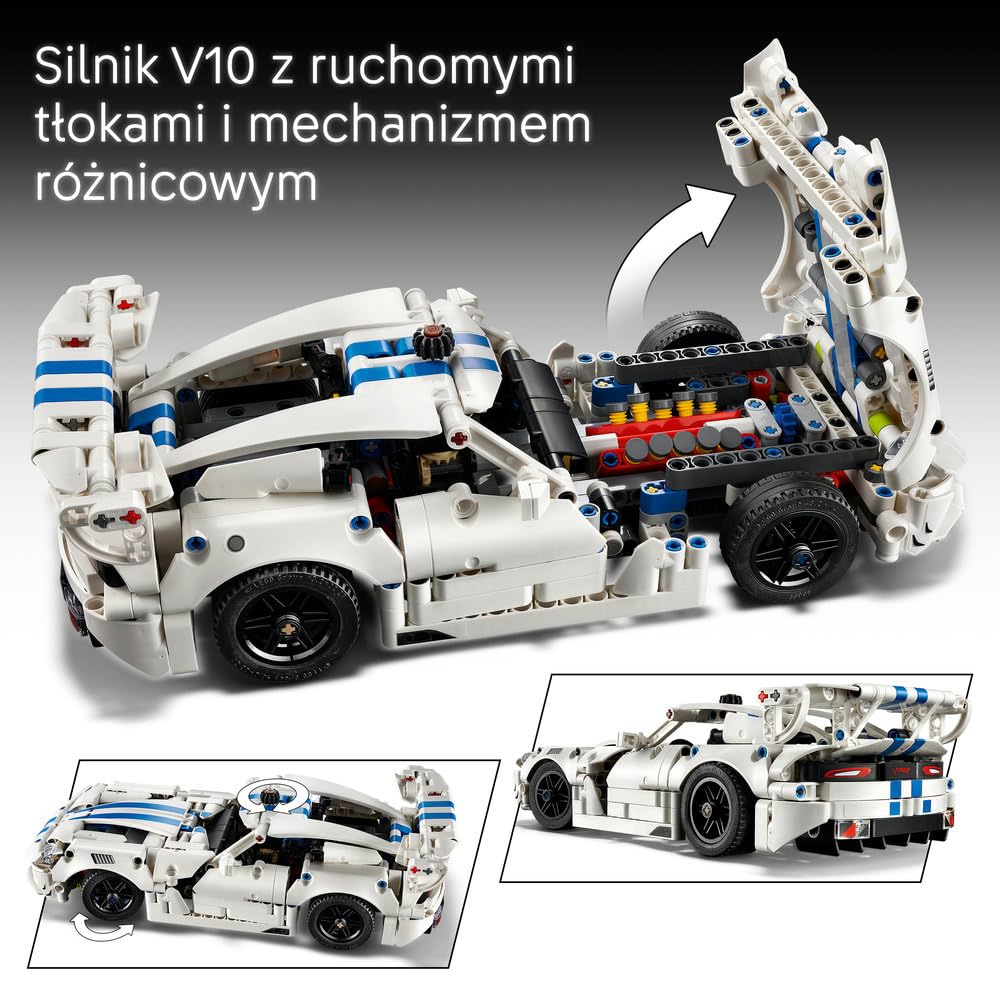 LEGO Technic Samochód sportowy Dodge Viper GTS-R 42234 | Model samochodu, klocki konstrukcyjne Technic, prezent dla fana motoryzacji, zabawka dla 10-latka, 805 elementów