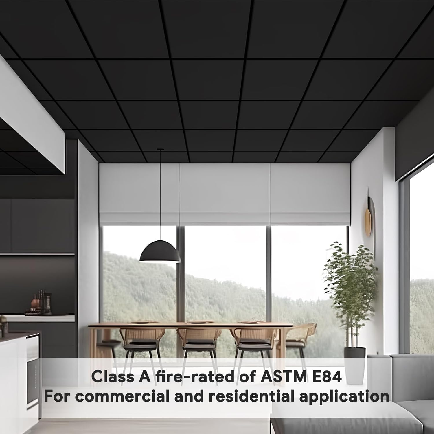 noooza 2ft x 2ft drop ceiling tiles?smooth black pvc ceiling tiles 24 x 24in. waterproof, washable and fire-rated - reusable - high-grade pvc to prevent breakage-package of 12 tiles black 2ftx2ft