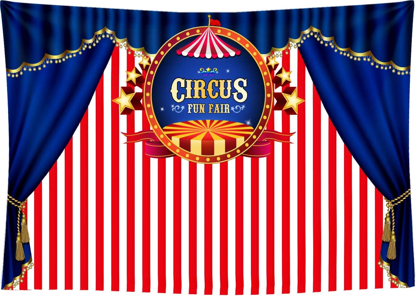 10X8FT Blue Curtain Circus Stratus Playground Fun Fair Carnival Carousel Party Banner Newborn Booth Seamless Vinyl Photography Newborn Backdrop Photo Background Studio PGT138C