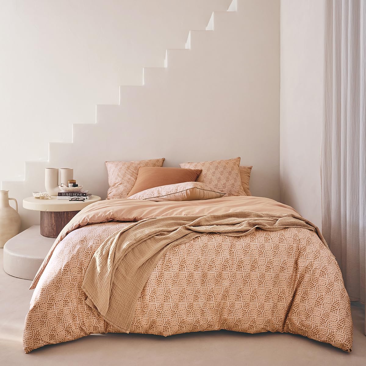 ESSIX Hypnos Cotton Percale Duvet Cover, 200 x 200 cm, Beige
