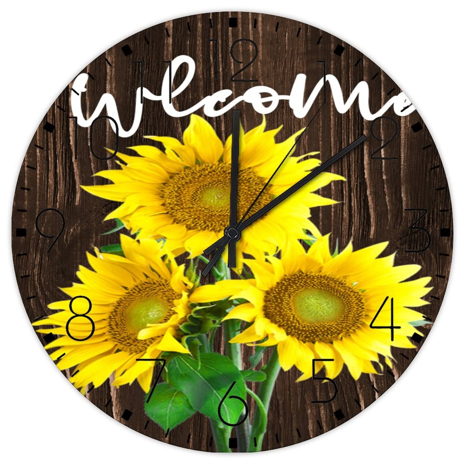Horloge murale rustique en bois tournesol pour illuminer votre foyer