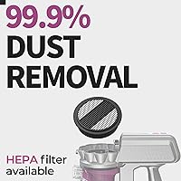 Vista 5 de ROOMIE TEC R3 - Aspiradora inalámbrica, potencia de succión sin decoloración para suelo y alfombra, batería potente de hasta 43 minutos, sin bolsa