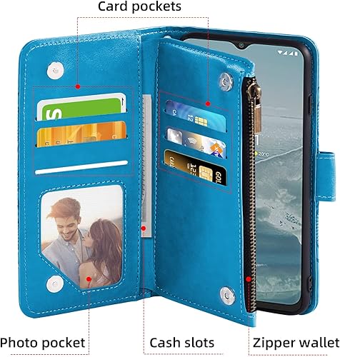 Miniatura 2 de Asuwish Funda para teléfono Nokia G50 5G con protector de pantalla de vidrio templado y tarjetero de cuero con diseño de flores, soporte para