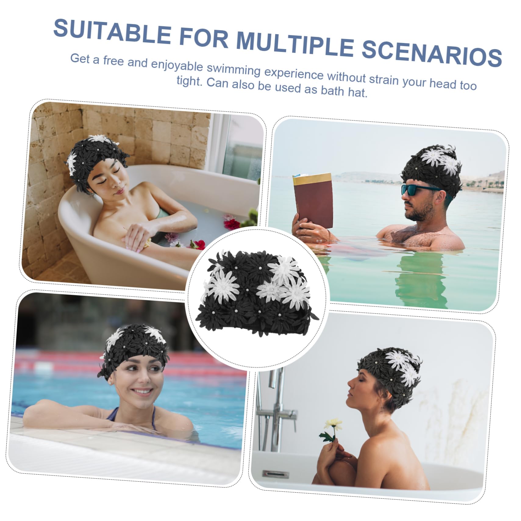 BESTonZON Tapa de natación de Flores Impermeable Piscina Tapa de Ducha para Mujeres Reutilizable Mantener Baños Tela Floral Gorro de baño Mujer Tapa de natación para Mujeres Brocado
