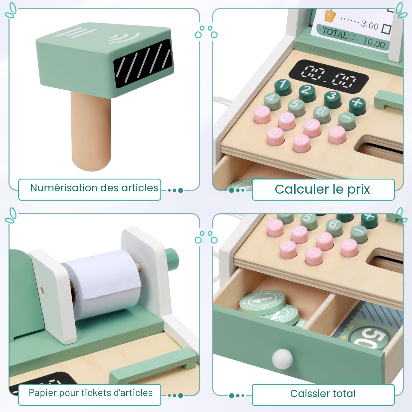 OSLINE Cadeaux pour filles et garçons de 2, 3, 4 ans, jouets éducatifs Montessori en bois, jouets d'apprentissage éducatifs pour enfants, jeu de rôle pour enfants de 3 à 5 ans, cadeau d'anniversaire