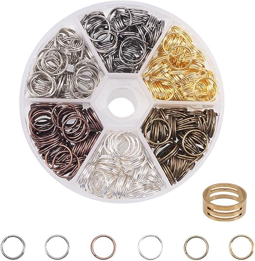 Amazon PandaHall Elite 約200個/箱 10mm直径 6色セット 二重マルカン 丸カン 丸環 指カン付き リング