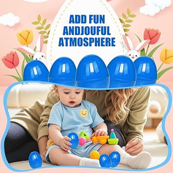 120 Pieces Empty Easter Eggs 2.36 Plastic Easter Eggs Bulk for Easter Basket Stuffers Fillers, Easter Hunt, DIY Spring and Easter Decorations Classroom Prizes, Party Favors(Blue)
