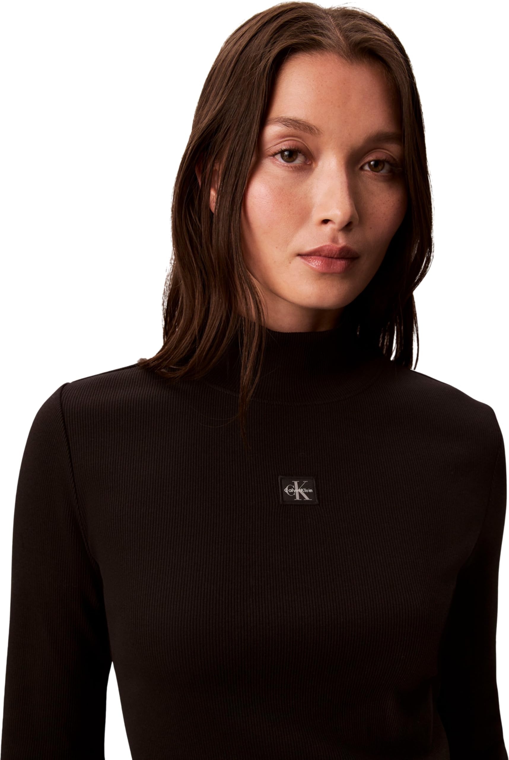 Calvin Klein LS Woven Label Turtleneck Lv047d203g Altri Top Donna (Pacco da 1)