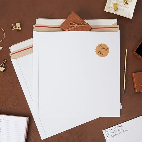 Miniatura 3 de Juvale Sobres para discos de 12.5 x 12.5 pulgadas, color blanco, paquete de 25, cuadrados planos, sobres cuadrados con calendario para discos de