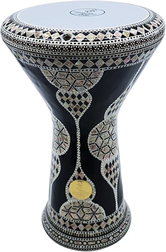 Miniatura 34 de El impresionante Darbuka Doumbek Gawharet El Fan metálico de 17.75 pulgadas (negro metálico)