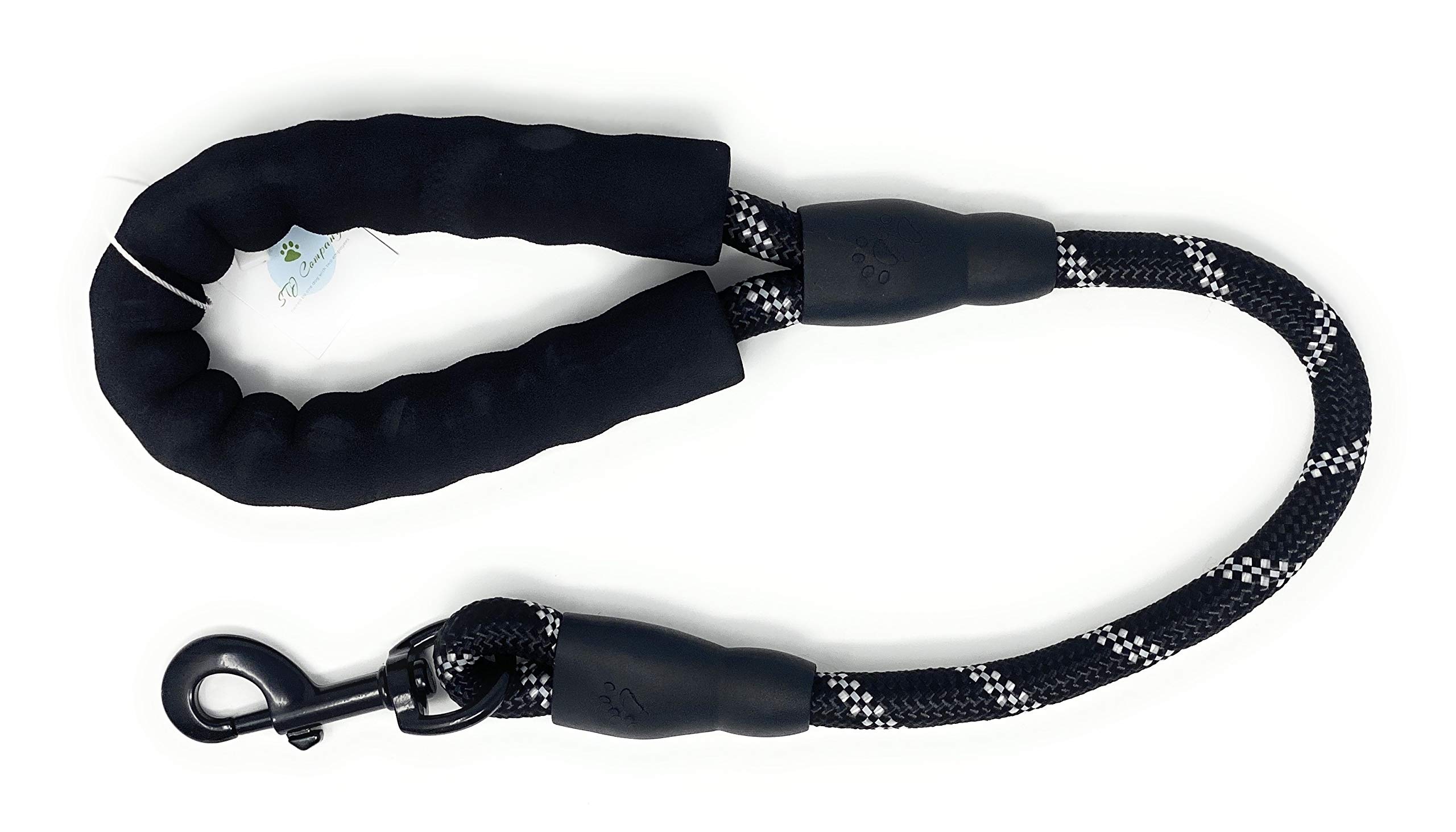 STJ Company Krótka smycz treningowa dla psów l Naucz ich chodzić bez ciągnięcia, L 45 cm lina wspinaczkowa z obrotową metalową zatrzaskową śrubą l Take Your Pup Near Crowds (24, czarna)