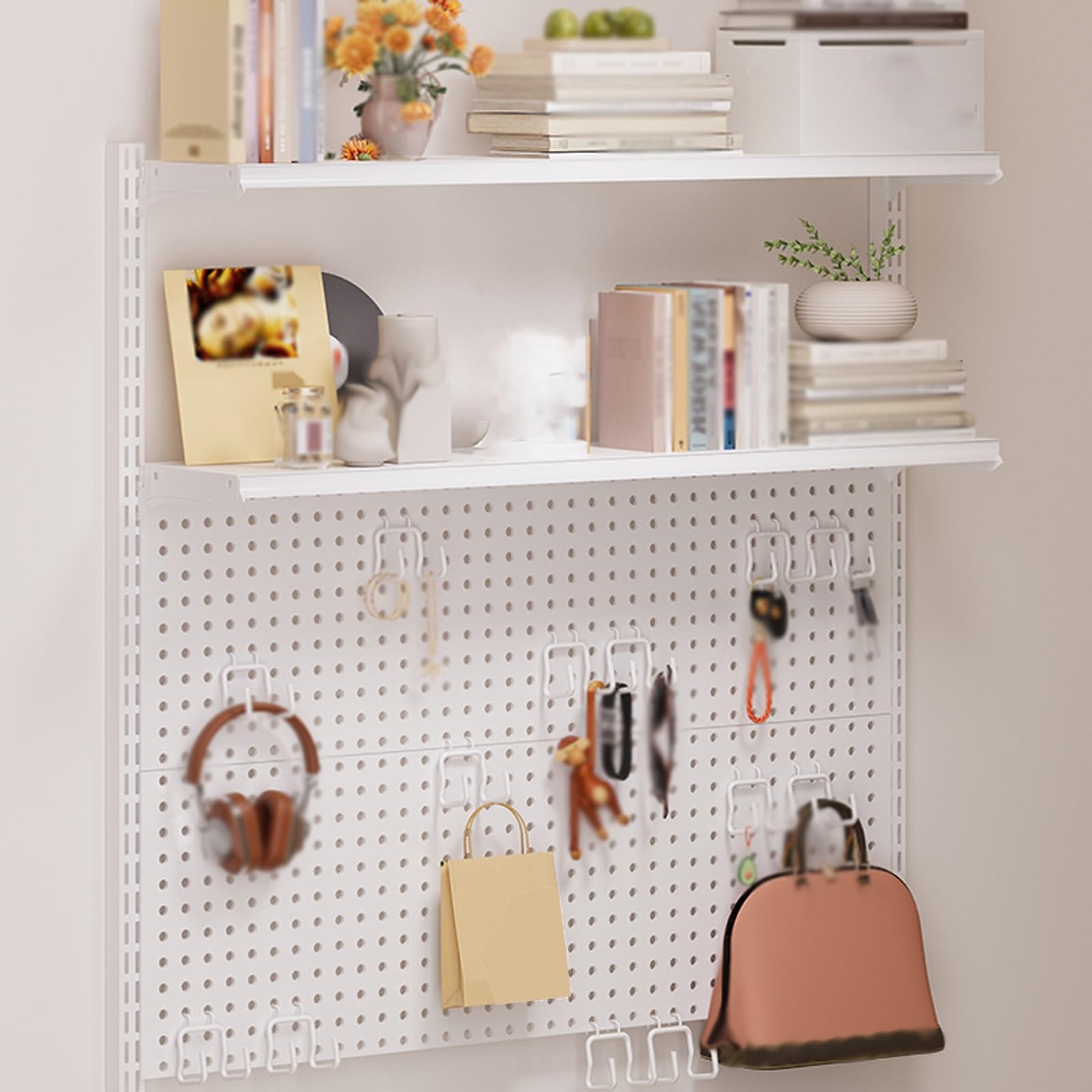 Panel Perforado, Panel Herramientas Pared De Acero Con Bajo Contenido De Carbono, Para Garaje, Estante De Pared De Doble Capa Con Tornillos De Montaje, Capacidad De Carga De 50 Kg(122x90cm/48x36in)