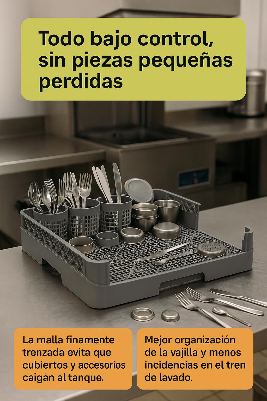 Cestino Lavastoviglie Universale Vassoio scolapiatti Bicchieri Posate Maglia Sottile 50x50x10 Cm Polipropilene Grigio Rack Essiccazione Hosteleria Cucina Industriale Ristorante