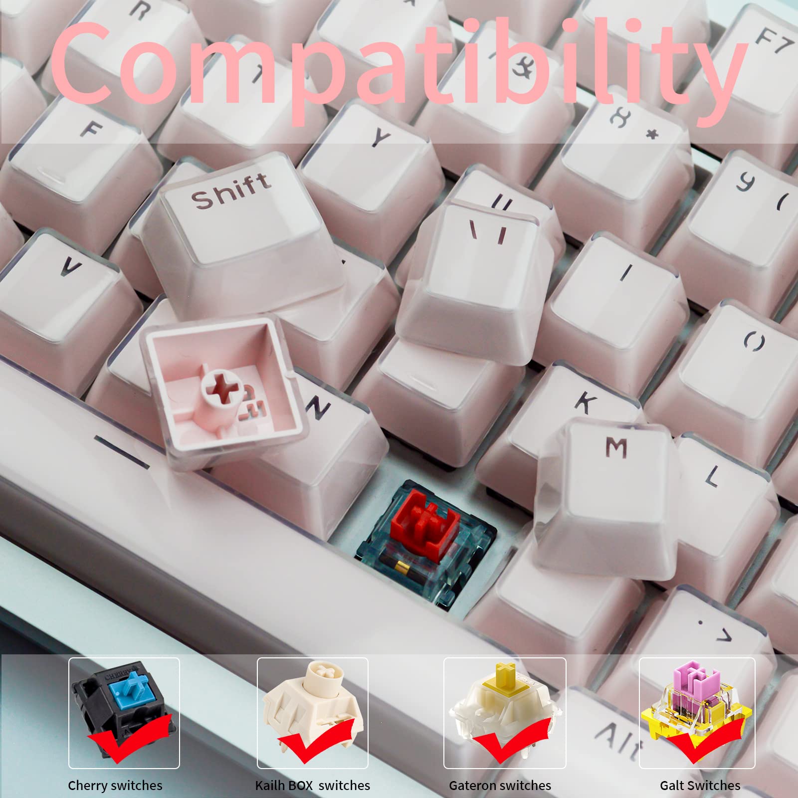 Fully Transparent Keycaps Set, Artisan Keycaps Set, Crystal