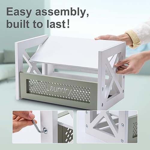 Miniatura 5 de GBtroo Organizador de detergente para ropa  Soporte de madera elegante y duradero con bandeja de goteo  Decoración moderna y solución de