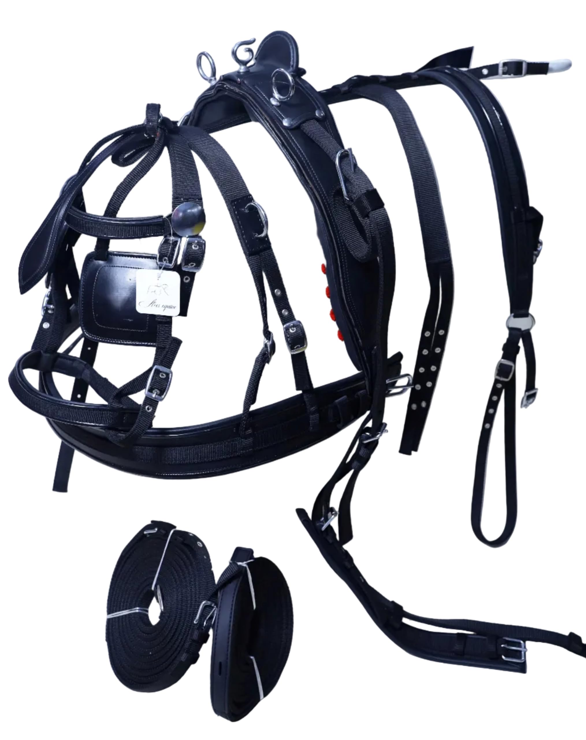 Harnais de conduite en nylon pour cheval Noir Taille complète