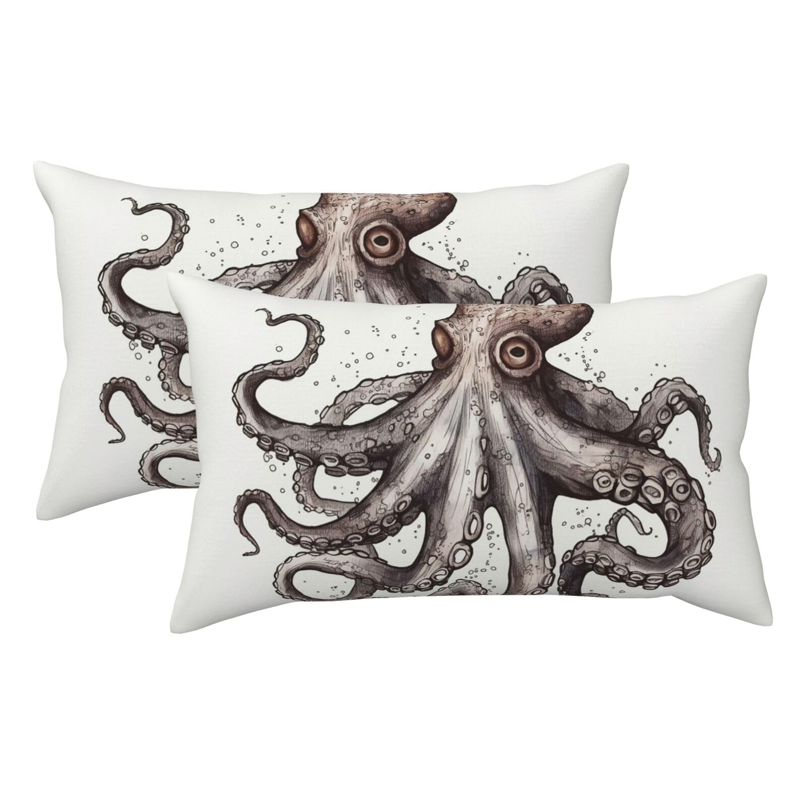 2 Pack King Pillow Cases with Hidden Zipper, Soft Breathable Pillow Covers for Hair and Skin, Octopus Pillowcases 20"x36" Bed Pillow Protectors Cover for Sleeping Gifts