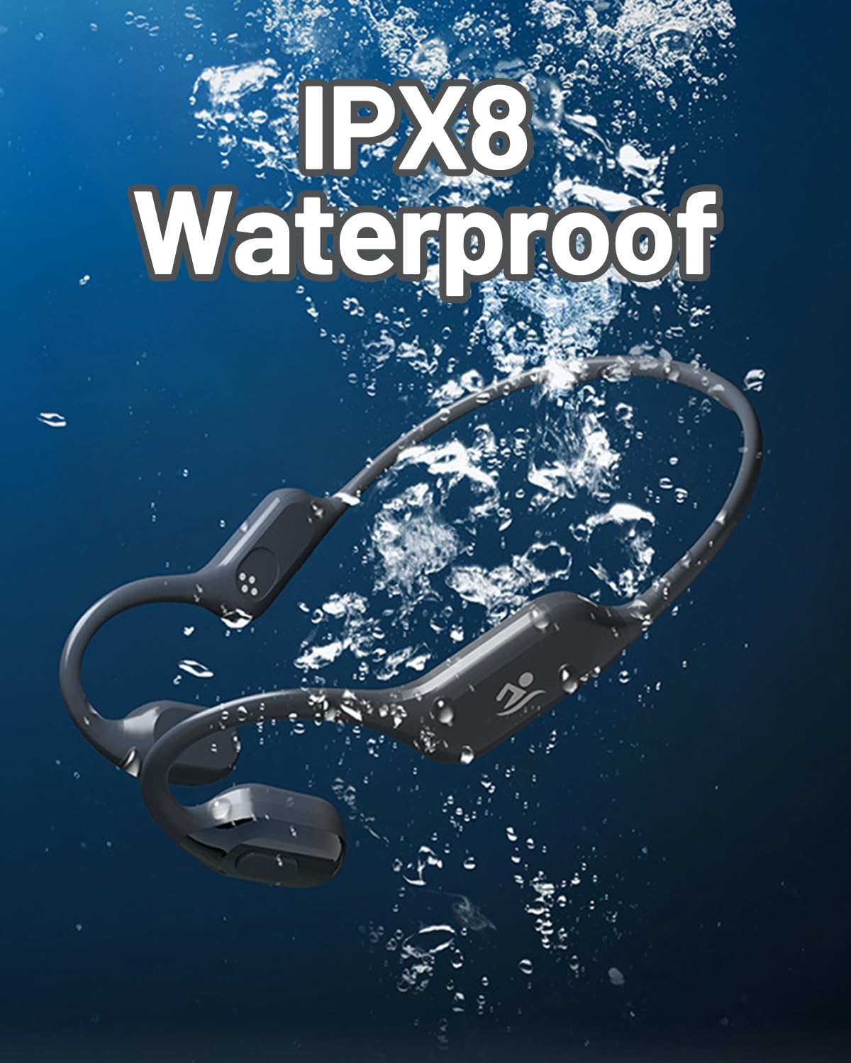 Słuchawki z przewodnictwem kostnym, wodoszczelność IPX8, z pamięcią 32G, Bluetooth 5.4, otwarte ucho, sportowe słuchawki z mikrofonem, bezprzewodowe, do pływania, biegania, jazdy na rowerze