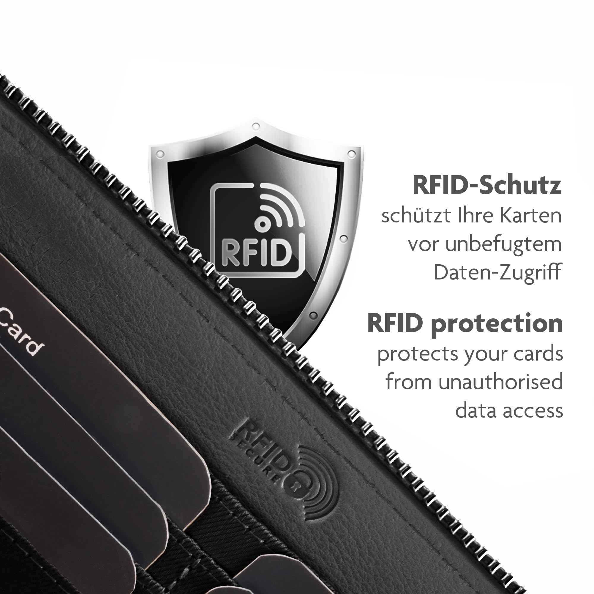 Fa.Volmer ® Damen Geldbörse aus Echtleder – mit Handyfach & RFID-Schutz – abnehmbarer Schulterriemen – Modell Verona