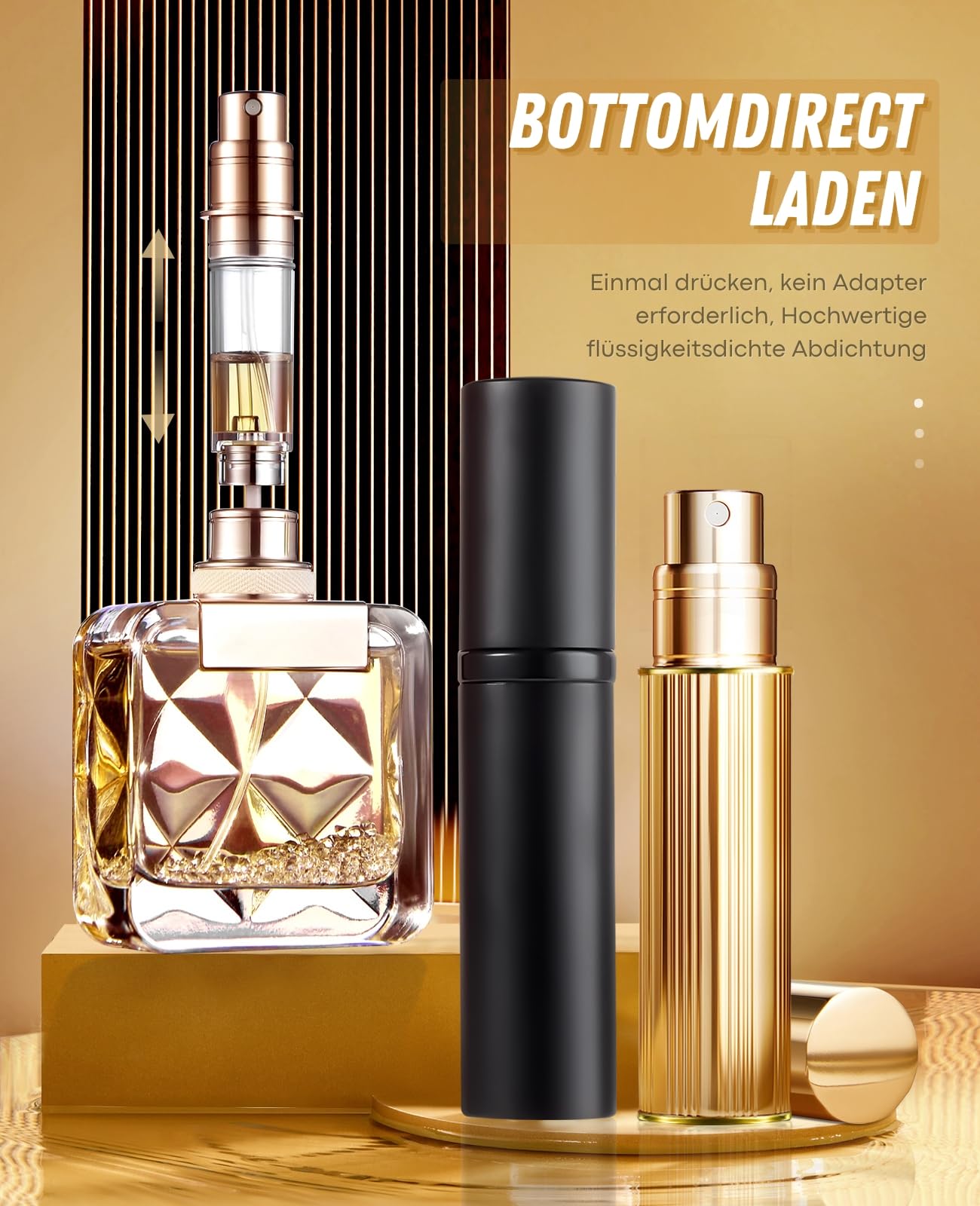 2 Stück Parfümzerstäuber Aus Glas – 100 Ml, Schwarz, Feiner Nebel, Für Unterwegs & Reisen
