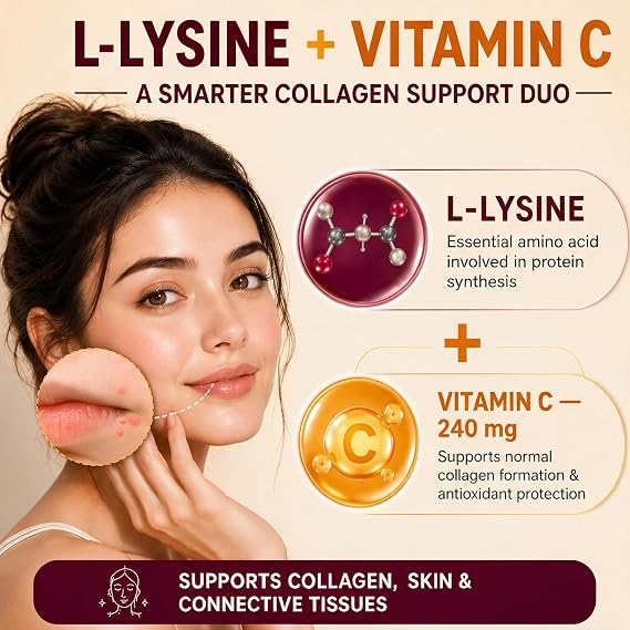 L-Lysine Liquid Drops with Vitamin C, B12 & Vitamin A, 30 Servings
