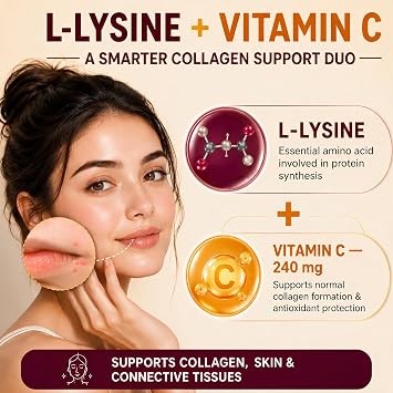 L-Lysine Liquid Drops with Vitamin C, B12 & Vitamin A, 30 Servings