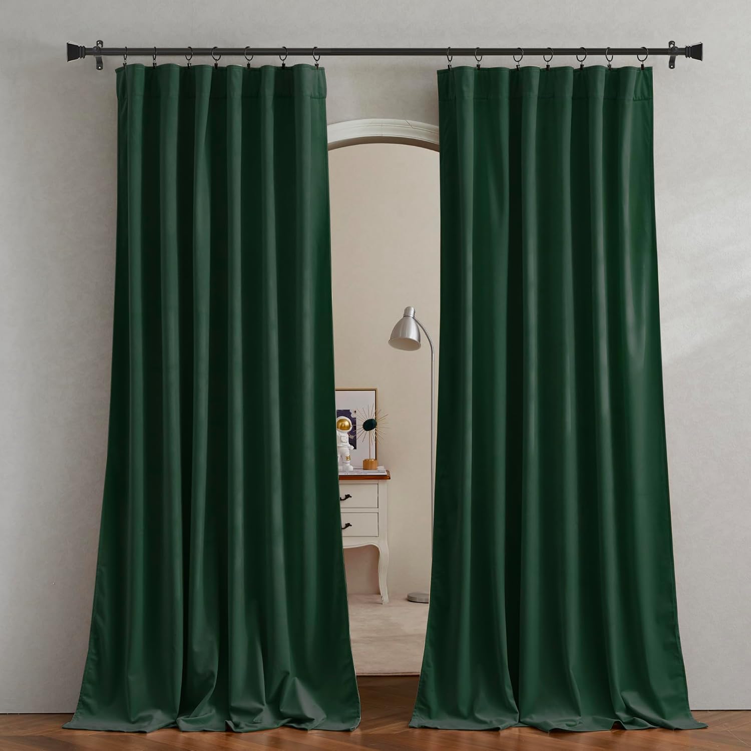 Pony Dance Hunter Green Velvet Drapes 84 inch for Living Room Back Tab Top - Soft Blackout Panels Privacy Protection Luxury Drapes for Bedroom/Dinning Room, Set of 2 Panels,52Wx 84L