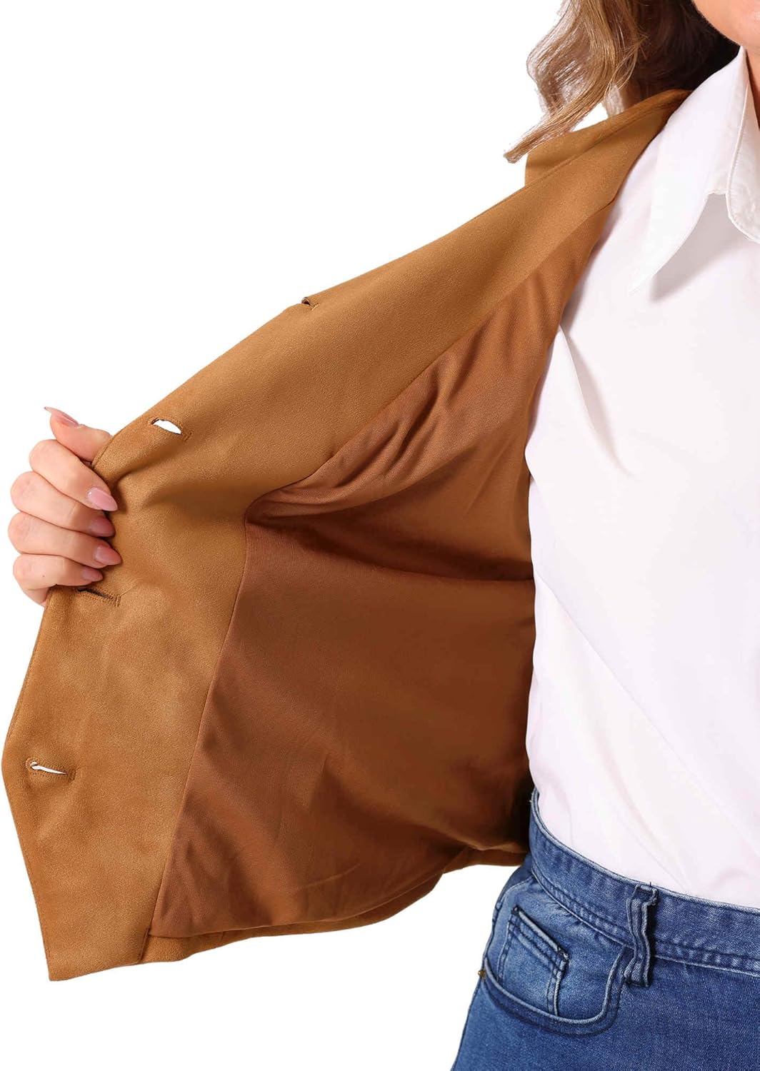 Agnes Orinda Plus Size Vests for Women Fully Lined 4 Button V-Neck Business Dressy Tuxedo Suit Vest Waistcoat - Image 5