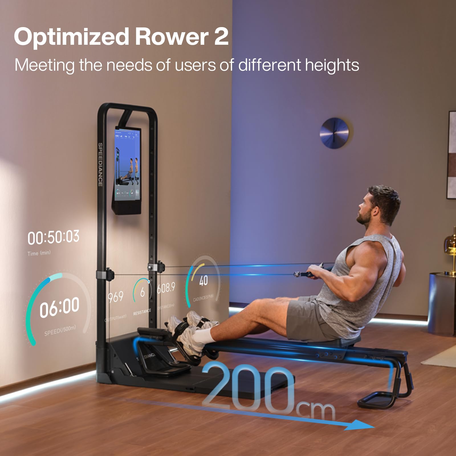 Speediance AeroRow 2 Ruderbank (2.0) – Leise, Stabil & Platzsparend für Ganzkörper-Cardio mit Gym Monster