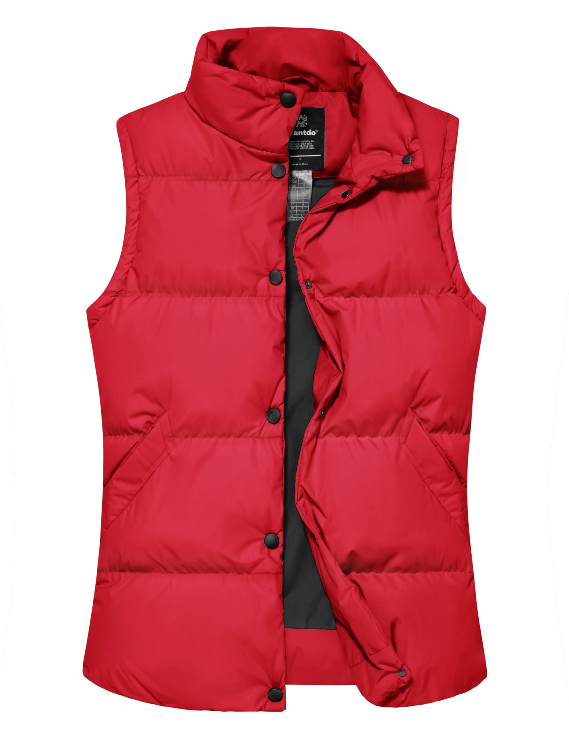 wantdo Women's Thicken Puffy Vests Quilted Winter Vest Jackets Travel Vest Red, Small