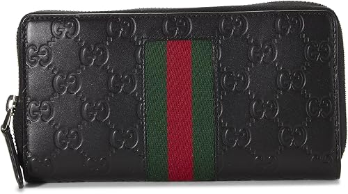 Pre-loved Black Guccissima Web Continental Wallet, Black