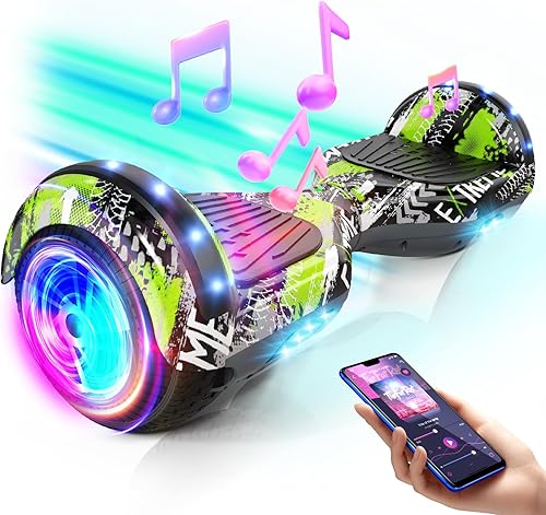 Scooter con accesorio de asiento para niños y adultos, scooter de equilibrio de 6.5 pulgadas y 8.5 pulgadas con altavoces Bluetooth y luz LED