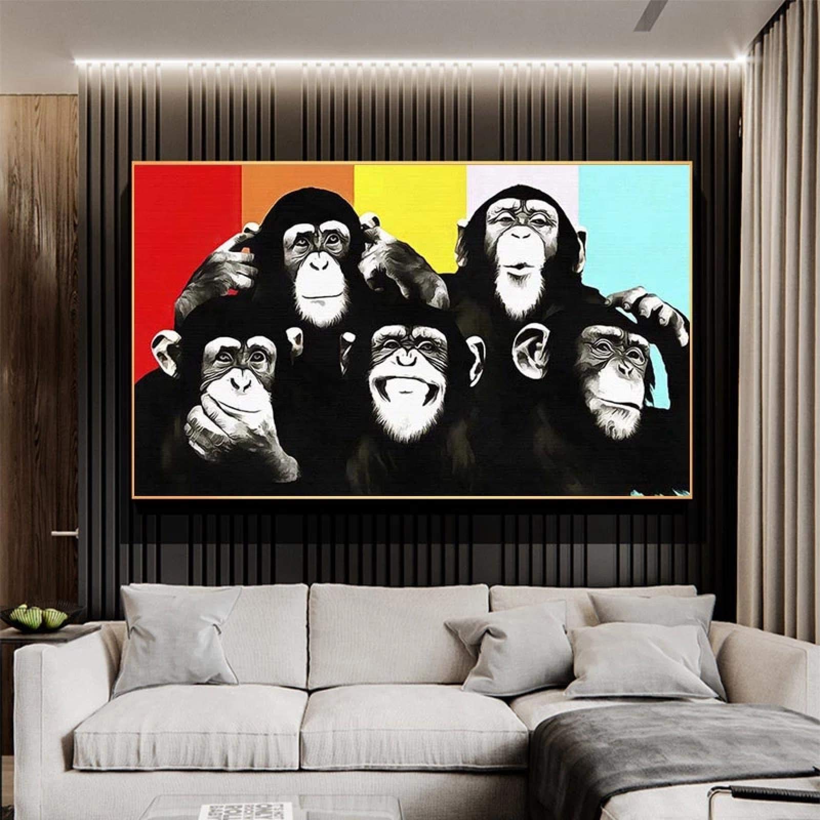 Amazon｜面白いゴリラのポスターと版画のグループ動物のキャンバスの