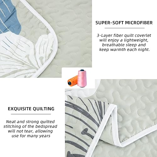 Miniatura 57 de DJY Juego de edredón de 3 piezas, tamaño Queen, con patrón floral amarillo, elegante colcha bohemia con 2 fundas de almohada, juego de ropa de cama