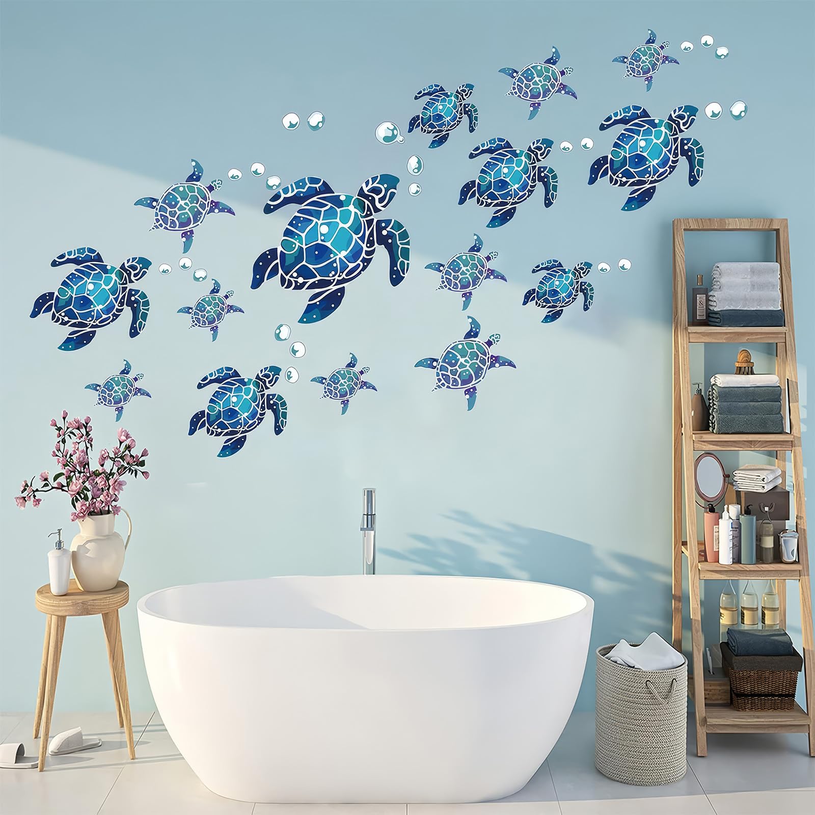 Adesivi Murali Sottomarini - 15 Pezzi Con Tartarughe E Bolle | Impermeabili Per Bagno O Camera Bambini - Foto 11